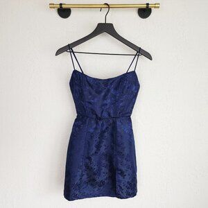 Lucy In The Sky S Navy Blue Alison Floral Jacquard Corset Lined Mini Dress